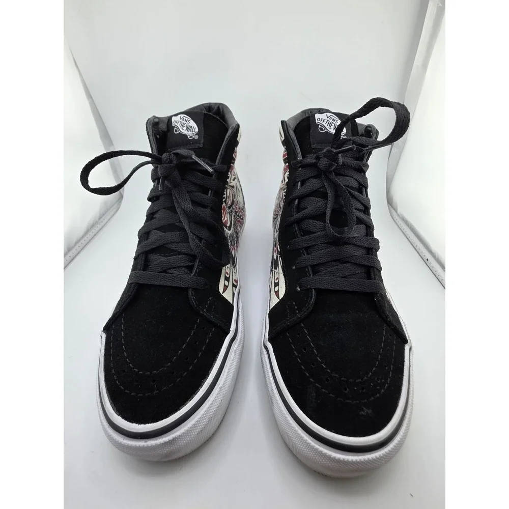 VANS Sk8-Hi Skull Graphic Sneakers Men's 7.5 Women's 9 Black‎ Red